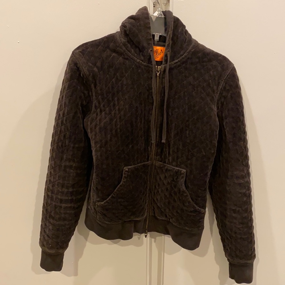 Quilted velvet zip up hoodie/jacket
